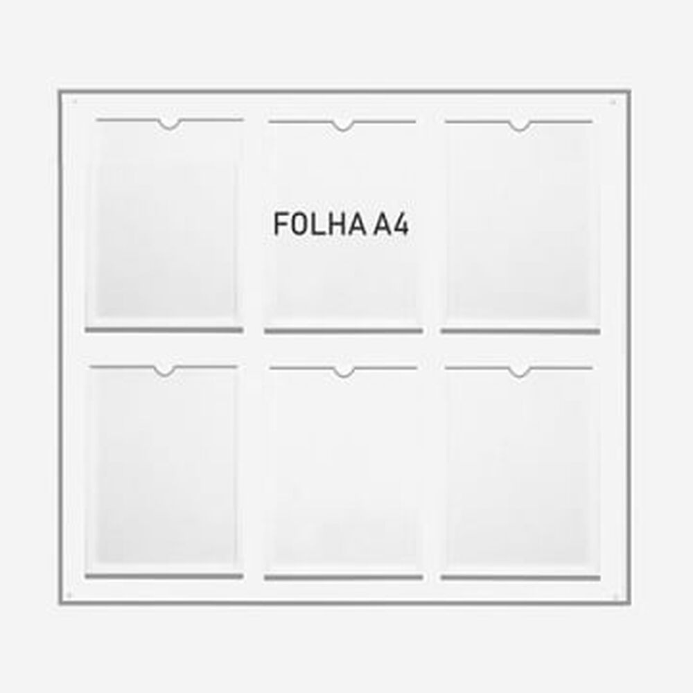 QUADRO DE AVISOS DE PAREDE EM ACRILICO - MURAL, DISPLAY DE PAREDE PARA 6 FOLHAS, , large